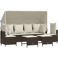 vidaXL Ensemble de salon de jardin 5 pièces avec coussins Marron Poly Rattan
