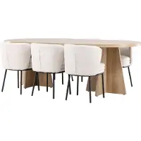 Ebuy24 Bootcut ensemble pour salle à manger table 115x230cm et 6 chaises bouclé naturel.