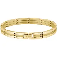 BOSS Bracelet à rayures doré avec fermoir à logo