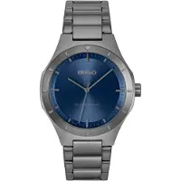 HUGO Lit Montre en acier plaqué gris à cadran bleu