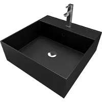 Aurlane Vasque à poser carrée en céramique noire - 41x41x15cm - SQUARY DARK