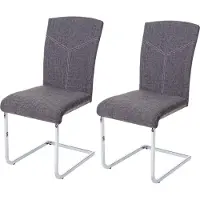 Mendler Chaise de salle à manger HWC-F36, chaise cantilever, chaise de cuisine/conférence tissu, gris