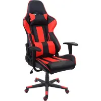 Mendler Chaise de bureau HWC-F84, pivotante, fauteuil de jeu en ligne, fauteuil directorial, similicuir noir/rouge