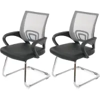 Mendler Lot de 2 chaises de conférence / chaise visiteurs Ancona, simili-cuir gris