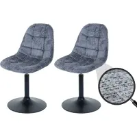 Mendler Lot de 2 chaises de salle à manger HWC-A60, chaise de cuisine chaise pivotante, acier MVG tissu/textile chenille (465g/m²) gris foncé