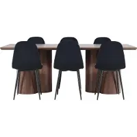 Ebuy24 Olivia ensemble pour salle à manger table 100x210cm et 6 chaises velours mocca.