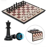 Woodley Échiquier magnétique avec pièces d'Échecs - - Jeu d'échecs Pliable - Ensemble d'Échecs - Jeu d'Échecs pour Enfants - Débutants en Échecs - Échiquier en Bois - Pliable