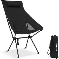 TRVLMORE Chaise de camping - pliable - capacité de charge 120KG - sac de transport inclus - chaise pliante - chaise de pêche - chaise de camping - chaise pliante - noir