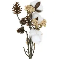 Viana Branches décoratives artificielles de Noël avec pommes de pin, fleurs de coton et baies, 29 cm, lot de 3, réalistes pour la décoration de l'Avent, 3 pièces