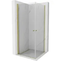 Mexen Pretoria Duo cabine de douche avec porte battante 80 x 80 cm, Transparent, Or - 852-080-080-50-00-02