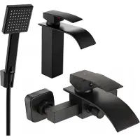 Mexen Aries R45 Mélangeur lavabo et baignoire avec accessoires, noir (744803R45-70)