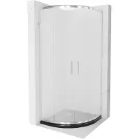 Mexen Rio paroi de douche semi-circulaire 80 x 80 cm, motif Rhinestone, Chrome + receveur de douche Flat, Noir - 863-080-080-01-30-417