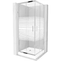 Mexen Rio Cabine de douche carrée 80 x 80 cm, Stripes, Chrome + Receveur de douche Rio, White - 860-080-080-01-20-4510