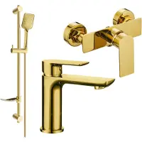 Mexen Alfa DF62 Ensemble de mitigeurs de lavabo et de douche avec accessoires, or (745704DF62-50)