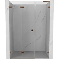 Mexen Lunar-F L porte de douche pliante gauche 145 cm, transparent, or rose - 836SL-145-050-60-00-L