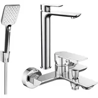 Mexen Alfa R62 Ensemble de mitigeurs de lavabo et de baignoire avec accessoires, chrome (745713R62-00)