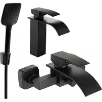 Mexen Aries R62 Mélangeur lavabo et baignoire avec accessoires, noir (744803R62-70)