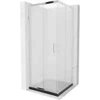 Mexen Rio Cabine de douche carrée 90 x 90 cm, motif strass, chrome + receveur de douche plat, noir - 860-090-090-01-30-4070