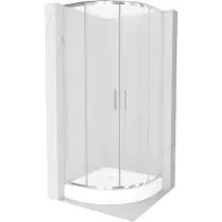 Mexen Rio paroi de douche semi-circulaire 90 x 90 cm, Rhinestone pattern, Chrome + receveur de douche Rio, White - 863-090-090-01-30-4710