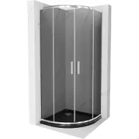 Mexen Rio cabine de douche semi-circulaire 90 x 90 cm, Noir graphite, Chrome + receveur de douche Flat, Noir - 863-090-090-01-40-41
