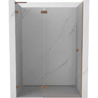Mexen Lunar L porte de douche pivotante gauche 135 cm, transparente, cuivre brossé - 834L-135-000-65-00-L