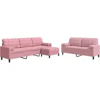 vidaXL Ensemble de canapés 3 pièces avec coussins et traversins Rose velours