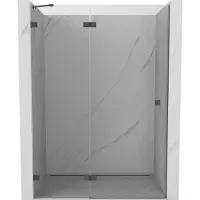 Mexen Lunar porte de douche pivotante gauche 140 cm, transparent, gris canon brossé - 834-140-000-66-00-L