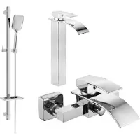 Mexen Aries DQ62 Mélangeur lavabo et baignoire avec accessoires, chrome (744813DQ62-00)