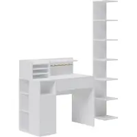 Vicco Bureau Blanc 2 parties, avec bibliothèque, Model 41631