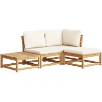 vidaXL Ensemble de salon de jardin 4 pièces avec coussins en bois massif d'acacia