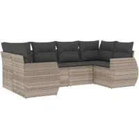 vidaXL Ensemble de salon de jardin 6 pièces avec coussins gris clair Poly rotin