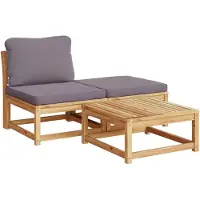 vidaXL Ensemble de salon de jardin 3 pièces avec coussins en bois massif d'acacia