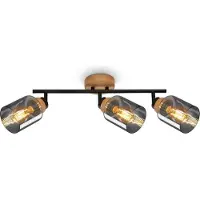 Briloner Spotlight, avec bois, verre fumé, 3xE27/max.10W