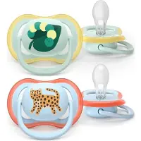 Philips AVENT Sucettes Ultra Air, Tigre/Grenouille, 0-6 mois, SCF087/02, 2 pièces, Avent
