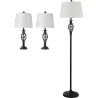 HOMCOM HOMdotCOM Set van 2 tafellampen (ø38 x 158 cm) + 1 vloerlamp (ø30 x 62 cm) Wit
