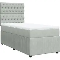 vidaXL Lit boxspring avec matelas gris clair 100x200 cm velours