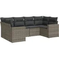 vidaXL Ensemble de salon de jardin 6 pièces avec coussins Gris Poly rotin