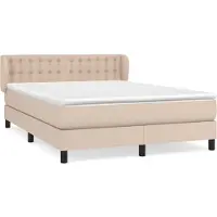 vidaXL Lit Boxspring Matelas Marron Cappuccino 140x190cm Similicuir