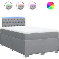 vidaXL Lit boxspring avec matelas gris clair 120x190 cm Tissu