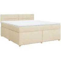 vidaXL Lit boxspring avec matelas Crème 180x200 cm Tissu