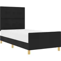 vidaXL Cadre de lit avec tête de lit noir 90 x 200 cm Tissu