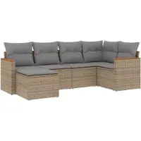 vidaXL Ensemble de salon de jardin 6 pièces avec coussins Beige Poly Rattan