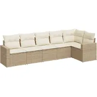 vidaXL ensemble de salon de jardin 6 pièces avec coussins Beige Poly Rattan