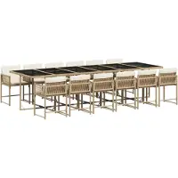 vidaXL Salon de jardin 13 pièces avec coussins Beige Poly Rattan