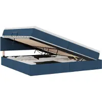 vidaXL Lit coffre avec matelas, bleu, 200 x 200 cm, revêtement en velours