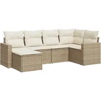 vidaXL Ensemble de salon de jardin 6 pièces avec coussins Beige Poly Rattan