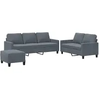 vidaXL Ensemble de canapés 3 pièces avec coussins gris foncé velours