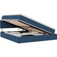 vidaXL Lit coffre à LED avec matelas, bleu, 180 x 200 cm, tissu