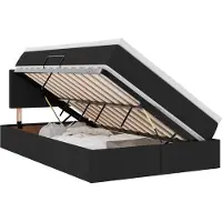 vidaXL Lit coffre LED avec matelas, noir, 120 x 200 cm, tissu