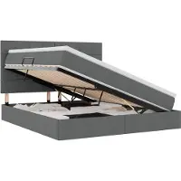 vidaXL Lit coffre à LED avec matelas, gris foncé, 160 x 200 cm, tissu